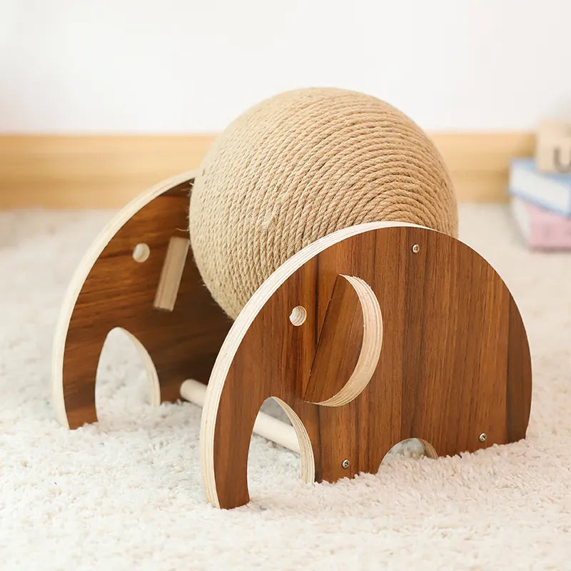 360° Cat Scratching Ball – Innovative Cat Tree with Rotating Sisal Ball and Solid Wood Frame