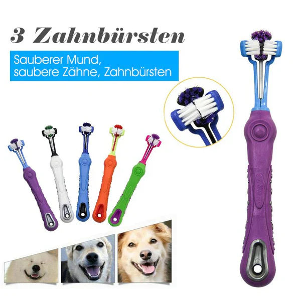 3-Head Dog Toothbrush - Effective Cleaning for Healthy Teeth