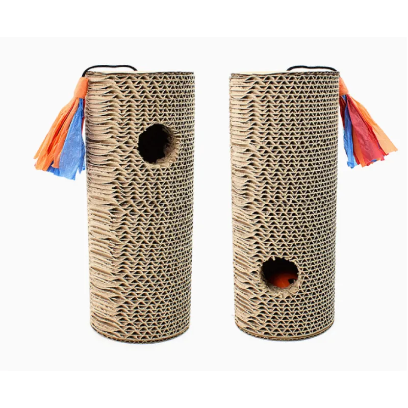Cardboard Cat Scratching Roll - Scratching Toy with Multicolored Fringe and Hole