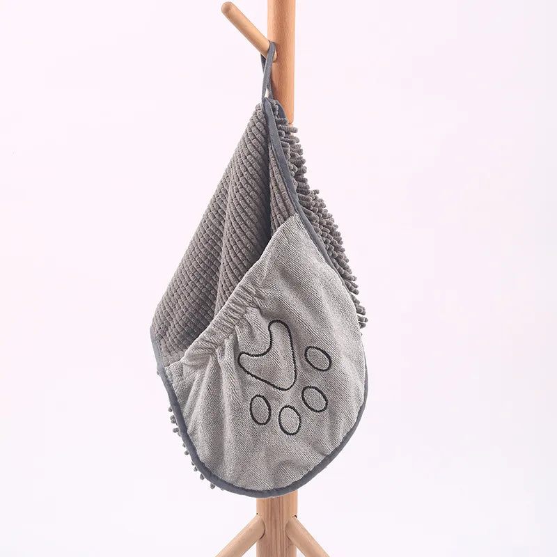 Absorbent Dog Glove with Embroidered Paw for Quick Drying