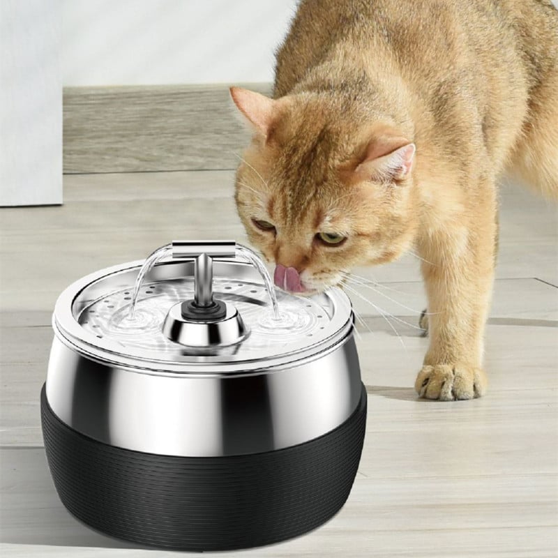 3L Stainless Steel Fountain for Dogs and Cats – Quiet Water Dispenser with Dual Outlet