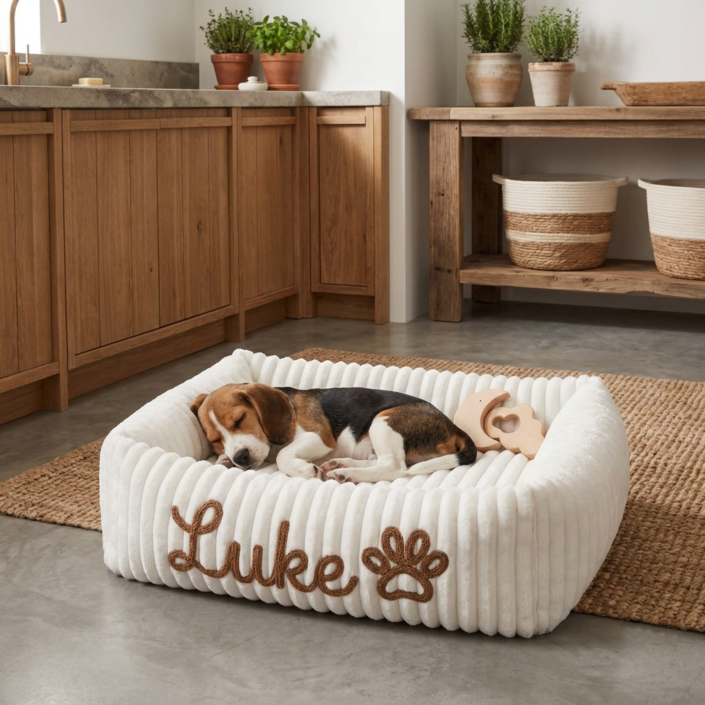 Personalized Fluffy Cloud Dog Bed with Soft Bolsters