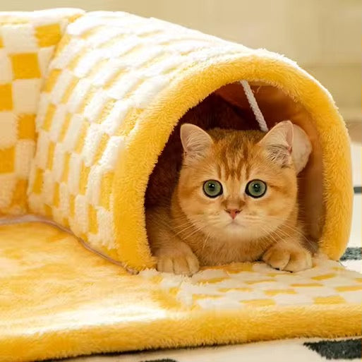 2-in-1 Tunnel for Cats Play Bed