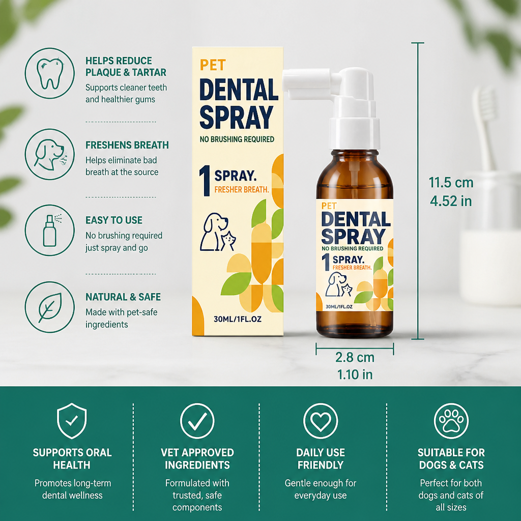 Brushless Tartar Control Dental Spray for Dogs – Helps Reduce Plaque & Freshen Breath