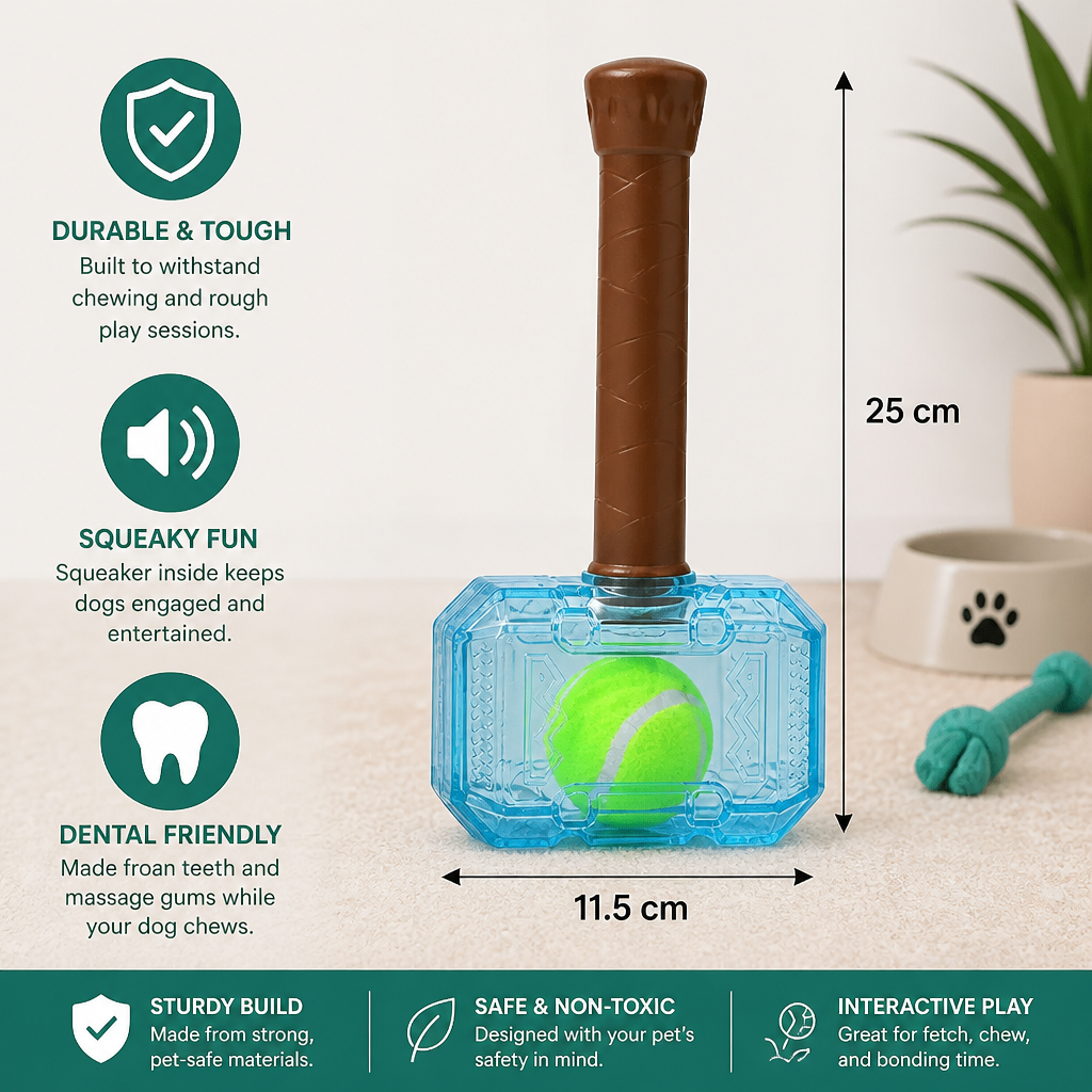 Durable Squeaky Hammer Chew Toy for Dogs