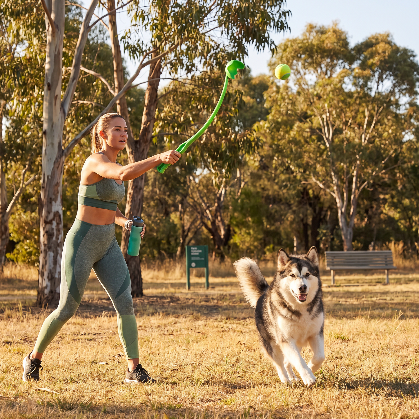 Interactive Tennis Ball Launcher for Dogs – Long-Handle Fetch Thrower
