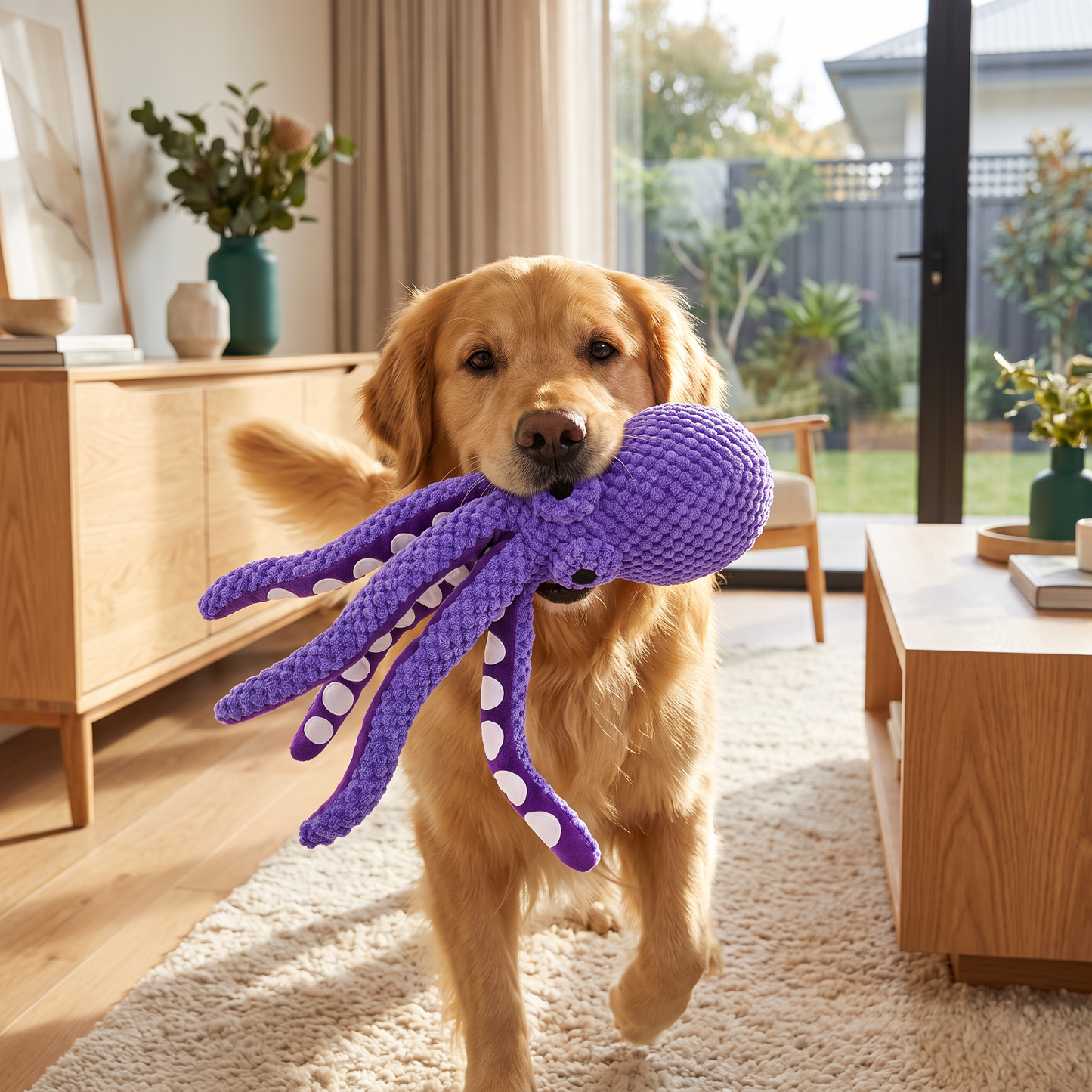 Large Octopus Plush Squeaky Dog Toy