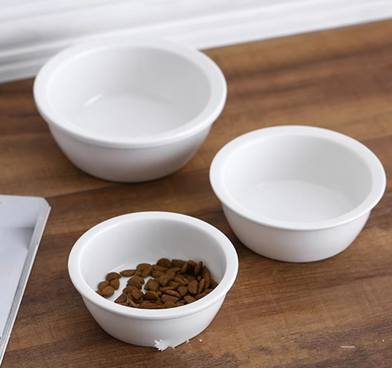 Ceramic Dog and Cat Bowl - Classic White Pet Bowl