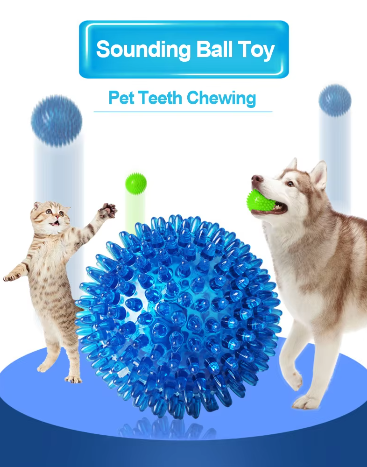 Spiky Ball Dog Toy - Massage and Dental Care Ball for Playful Activity