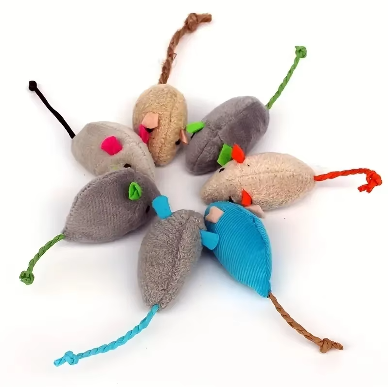 Plush Cat Toys - Set of Soft Prey Mice for Interactive Play