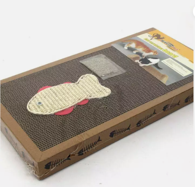 Fish-Shaped Cat Scratching Mat with Toys – Eco-Friendly and Stable