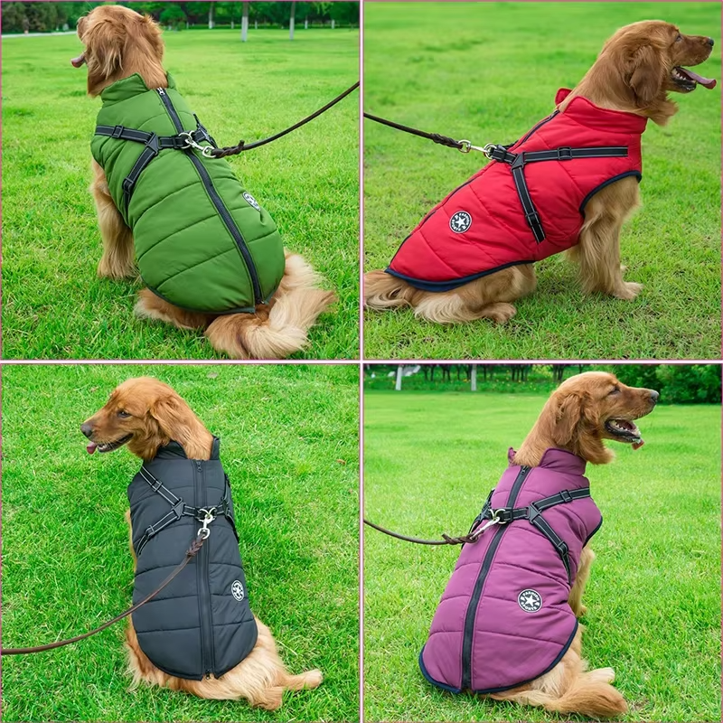 Windproof and Waterproof Dog Jacket with Integrated Harness