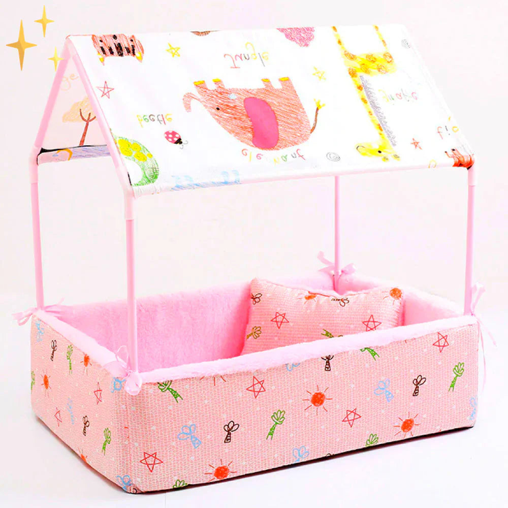 Fleece Sleeping Mat with Canopy and Plush Cushion