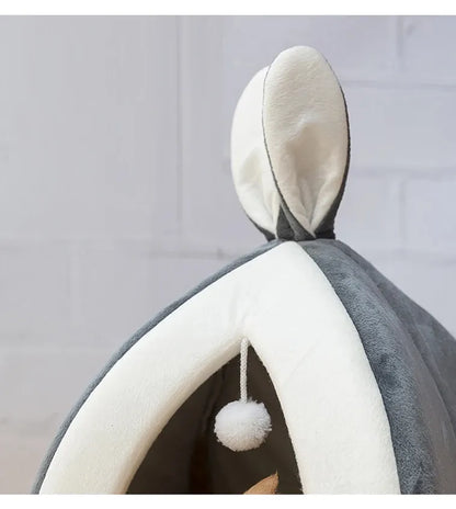 Comfortable and Cozy - Cave-Shaped Cat Bed with Play Ball