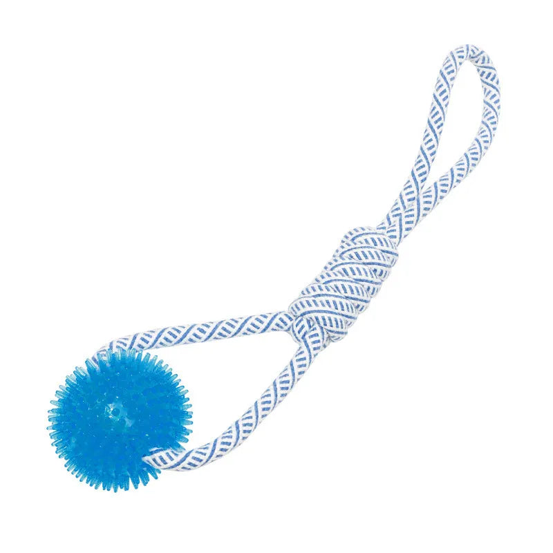 Dog Toy with Rubber Ball and Rope - Chew, Tug, and Play Toy