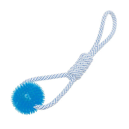 Dog Toy with Rubber Ball and Rope - Chew, Tug, and Play Toy
