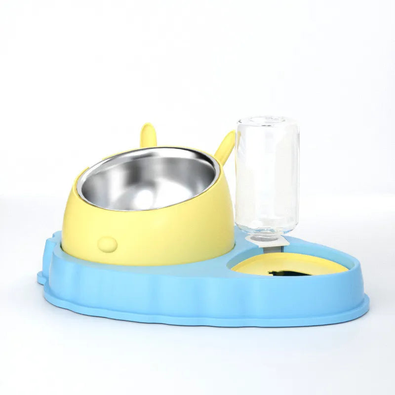 Pet Feeding Station with Water Dispenser - Cute Feeder for Dogs and Cats