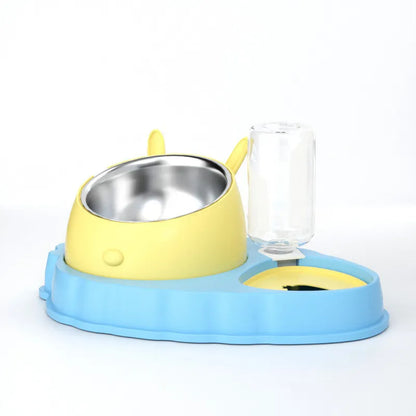 Pet Feeding Station with Water Dispenser - Cute Feeder for Dogs and Cats