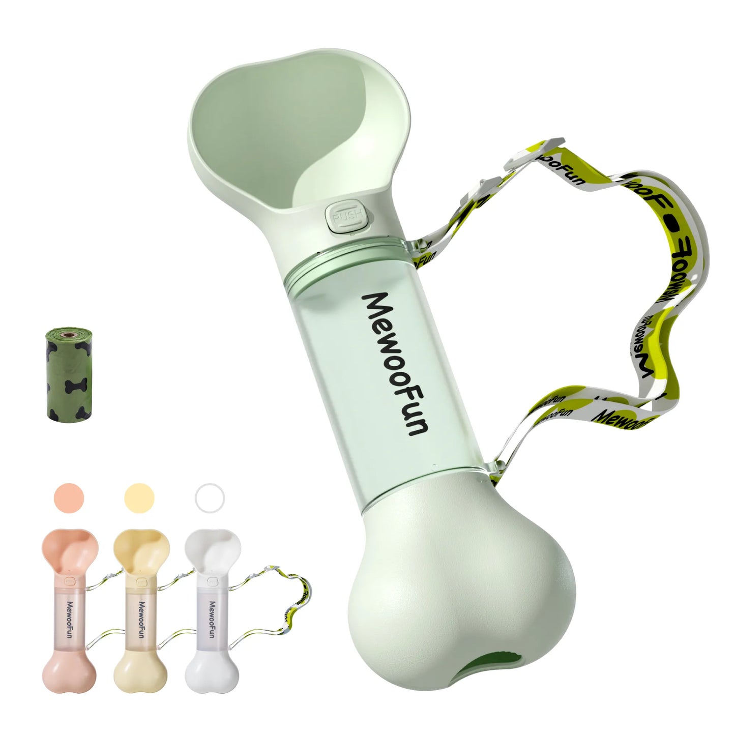 Dog Water Bottle in the Shape of a Bone - Portable Water Dispenser with Bowl