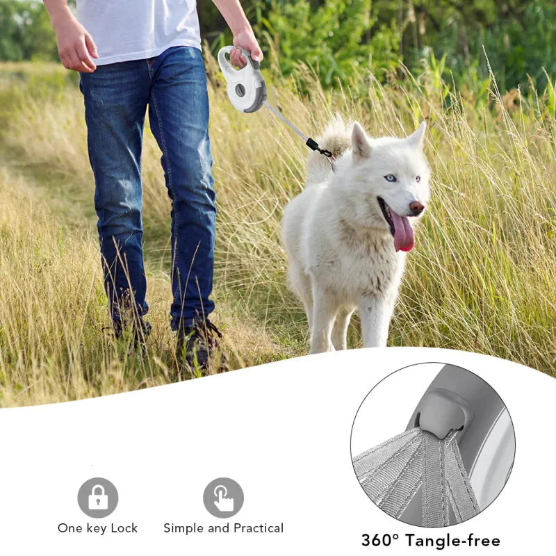 Automatic Retractable Dog Leash with Rotating Mechanism - 5m Flexible Leash for Dogs
