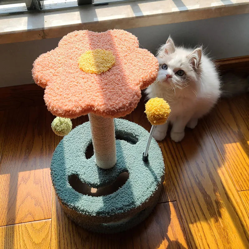 Sunflower Cat Tree - Scratching Post with Toys and Interactive Cat Playground