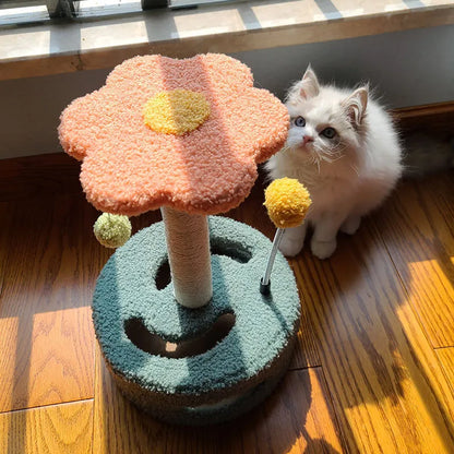Sunflower Cat Tree - Scratching Post with Toys and Interactive Cat Playground