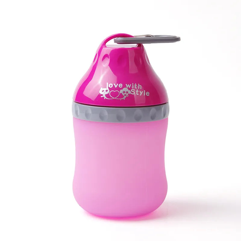 Portable Pet Water Bottle with Built-In Bowl and Carabiner