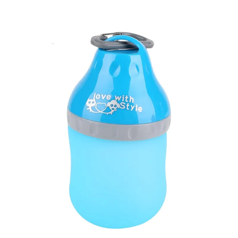 Portable Pet Water Bottle with Built-In Bowl and Carabiner