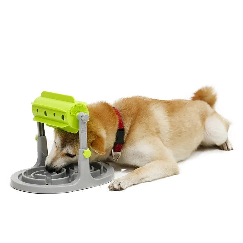 Interactive Dog Food Dispenser with Rotating Function and Non-Slip Bowl