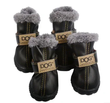 Cozy Leather-Look Winter Boots for Dogs