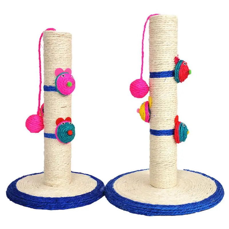 Cat Scratching Post with Multicoloured Toys – Sisal Cat Tree with Balls and Animal Figures