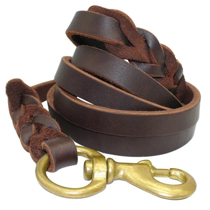 Leather Dog Lead with Gold Clip – Durable and Stylish Dog Accessory