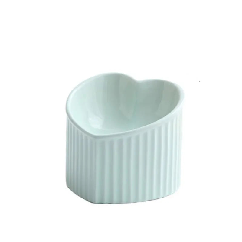 Ceramic Heart-Shaped Bowl for Dogs and Cats with Non-Slip Base