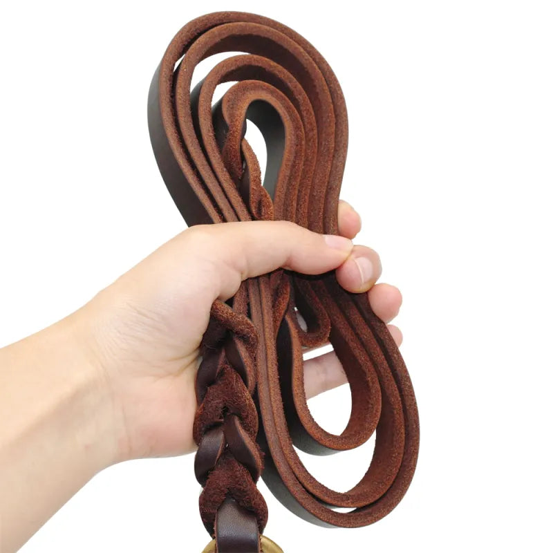 Leather Dog Lead with Gold Clip – Durable and Stylish Dog Accessory