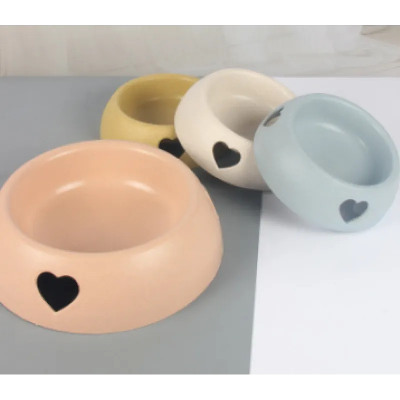 Dog Bowl Made from Natural Material – Food and Water Bowl with Heart Design