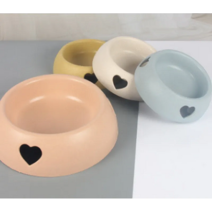 Dog Bowl Made from Natural Material – Food and Water Bowl with Heart Design