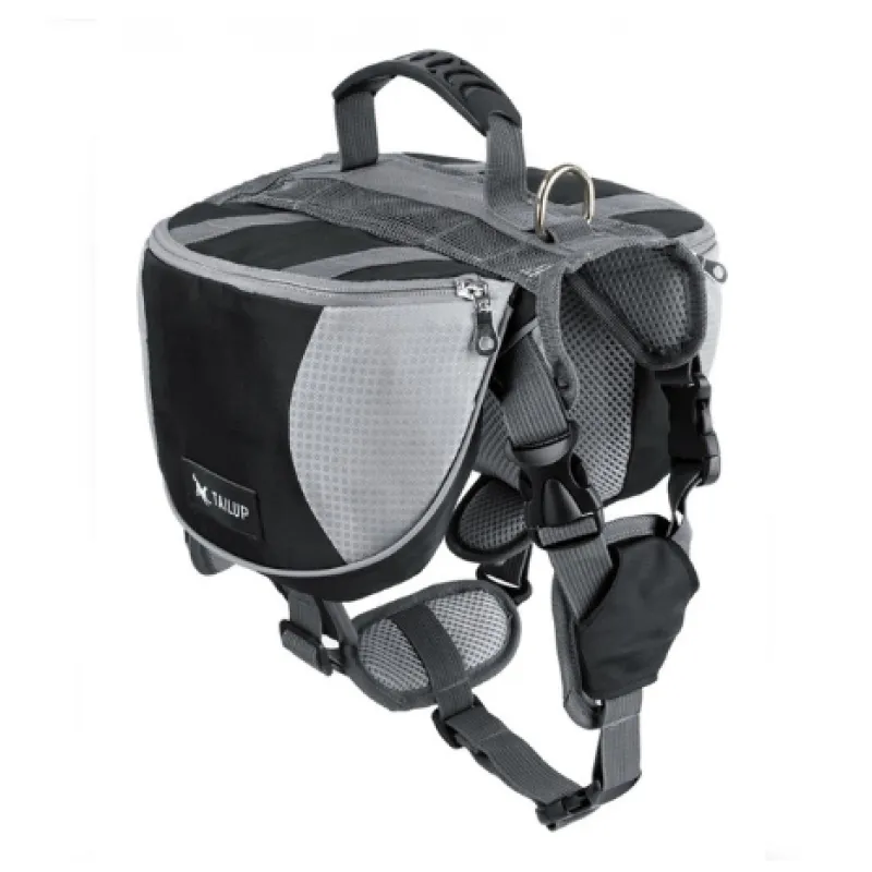Dog Backpack for Outdoor Activities – Adjustable and Waterproof in Red and Grey