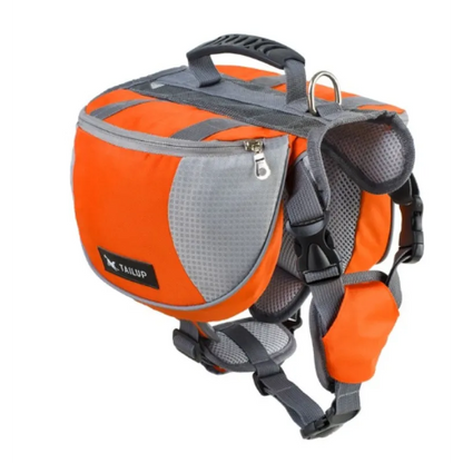 Dog Backpack for Outdoor Activities – Adjustable and Waterproof in Red and Grey