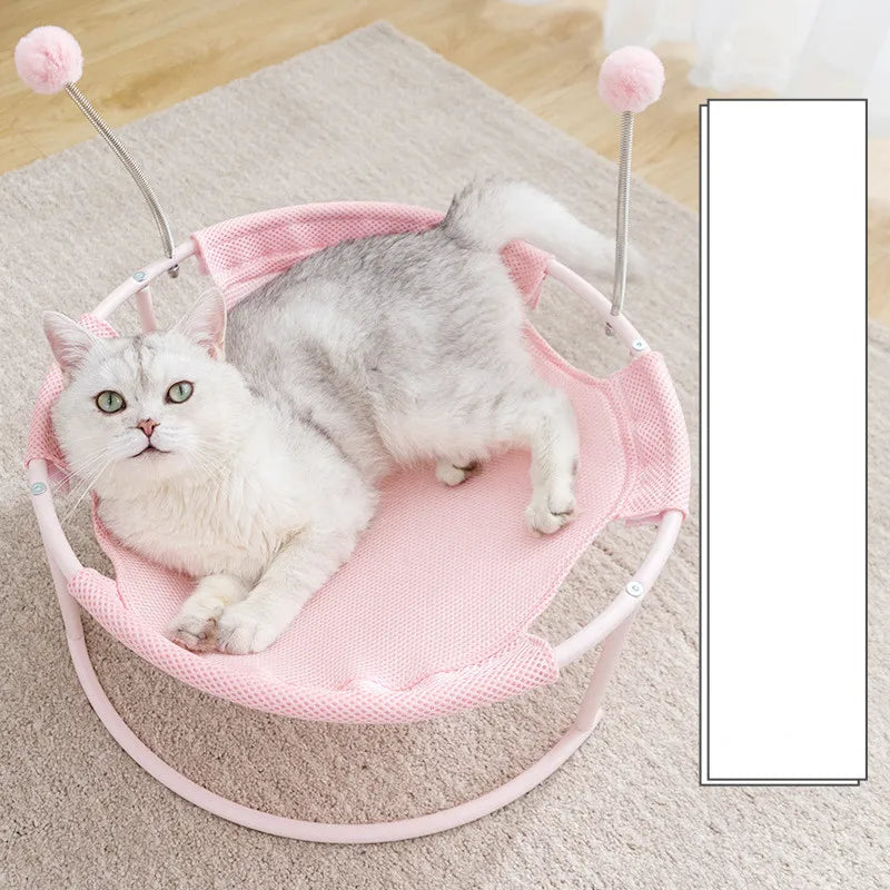Round Cat Hammock – Comfortable Resting Spot for Cats with Play Balls and Stable Frame