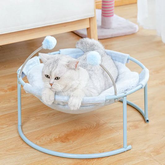Round Cat Hammock – Comfortable Resting Spot for Cats with Play Balls and Stable Frame