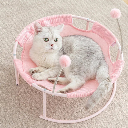 Round Cat Hammock – Comfortable Resting Spot for Cats with Play Balls and Stable Frame