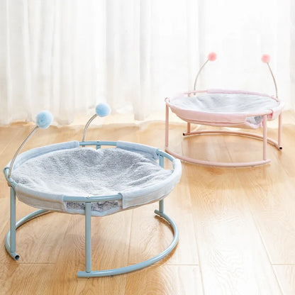 Round Cat Hammock – Comfortable Resting Spot for Cats with Play Balls and Stable Frame