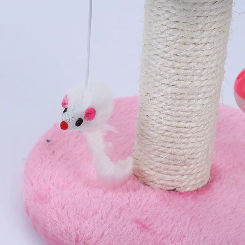 Cat Tree with Toys - Scratching Post with Interactive Ball and Mouse