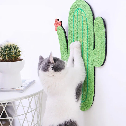 Cactus & Fish Cat Scratching Mat – Cat Scratching Toy, Wall-Mounted and Floor Sisal Scratching Mat