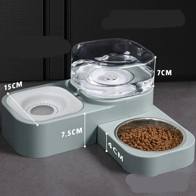 Pet Food and Water Dispenser with Anti-Drop System
