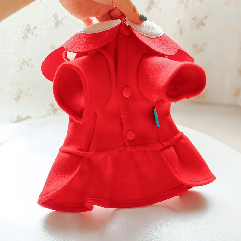 Red Dog Coat with Elegant Collar - Soft and Comfortable for Small Dogs