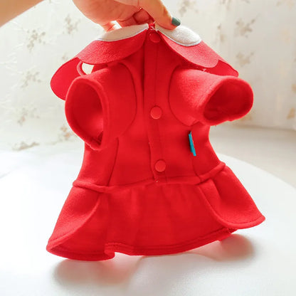 Red Dog Coat with Elegant Collar - Soft and Comfortable for Small Dogs