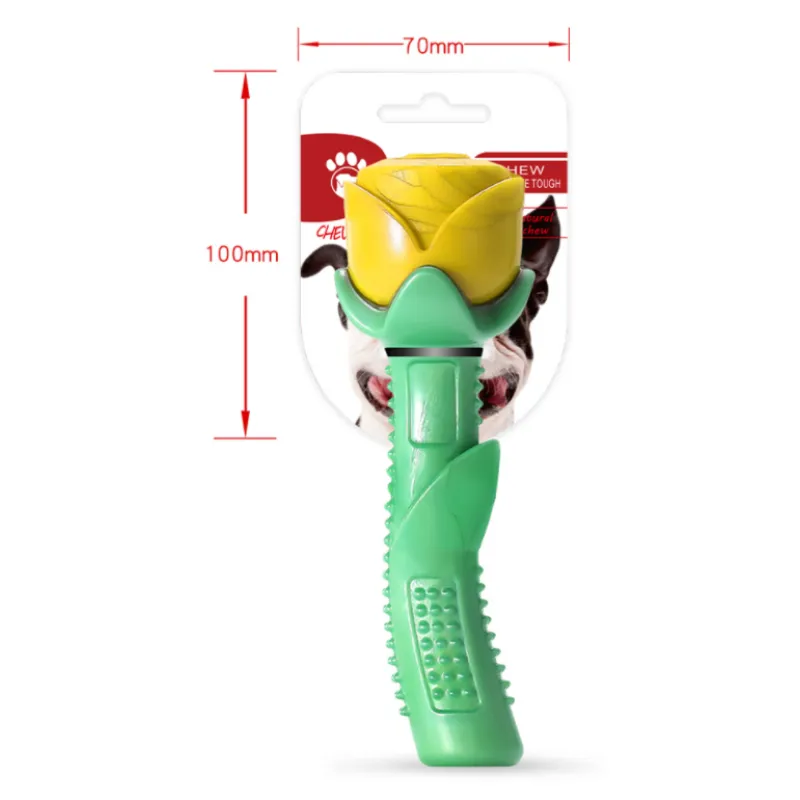 Rose-Shaped Dog Toy – Chew Stick for Dental Hygiene and Fun Made from Durable Rubber