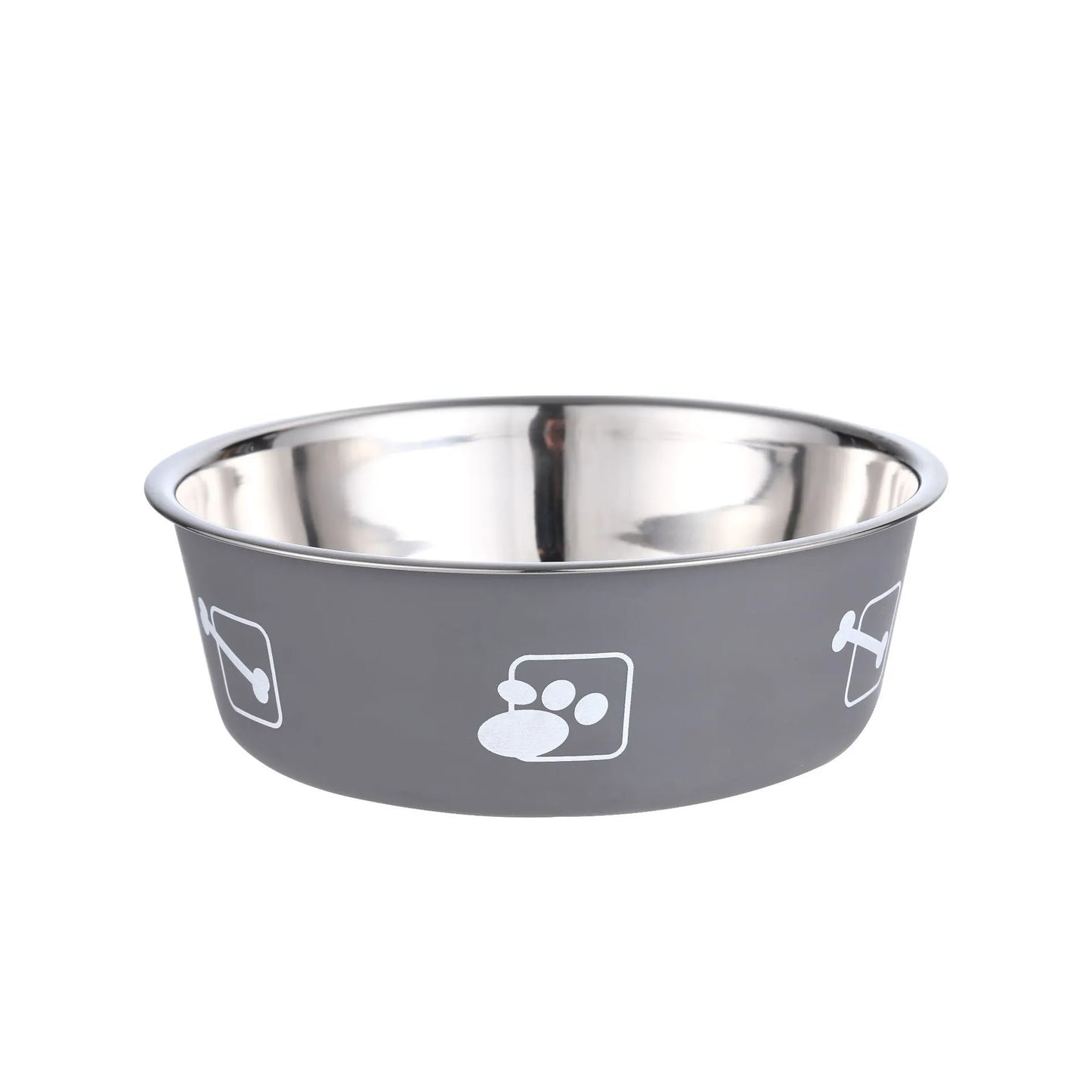 Stainless Steel Bowl with Grey Plastic Rim