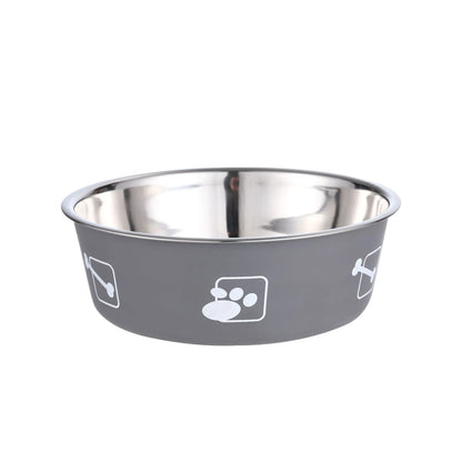 Stainless Steel Bowl with Grey Plastic Rim
